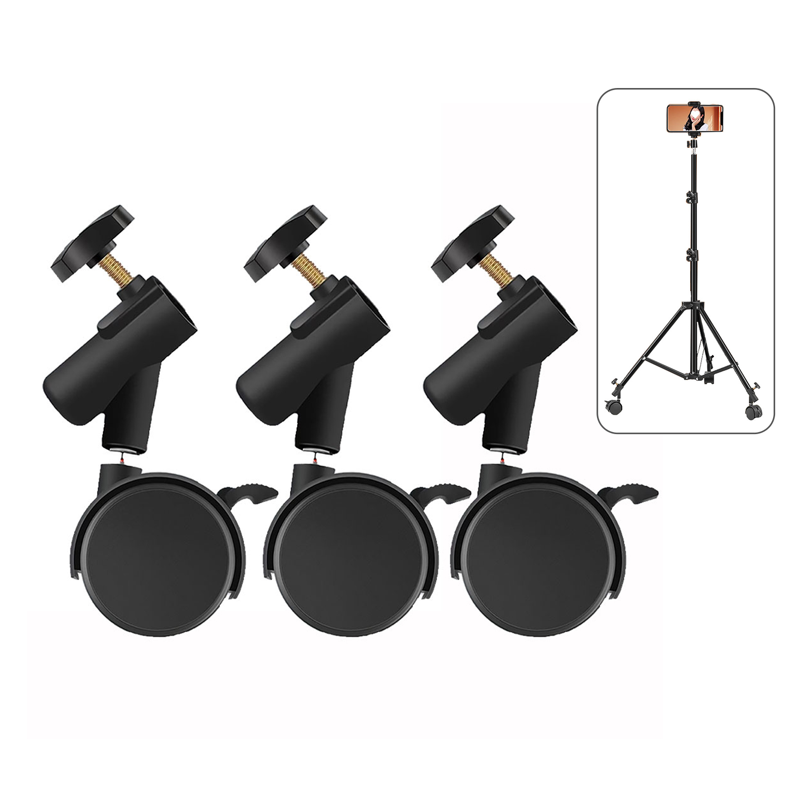 Photography Video Lighting Kit - 3pcs/set Flexible Casters Wheels with 16mm